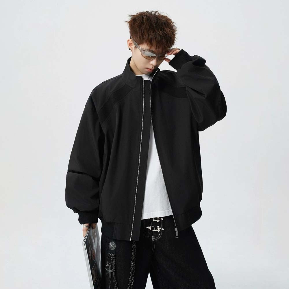 Style Splicing Long Sleeve Three-Proof Zipper Stand Collar Slim Fit Jacket