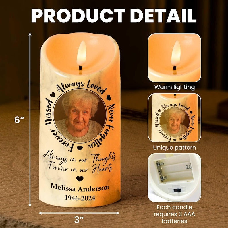 Custom Made, Ships in 2-3 Days Electronic LED Candle Commemoration