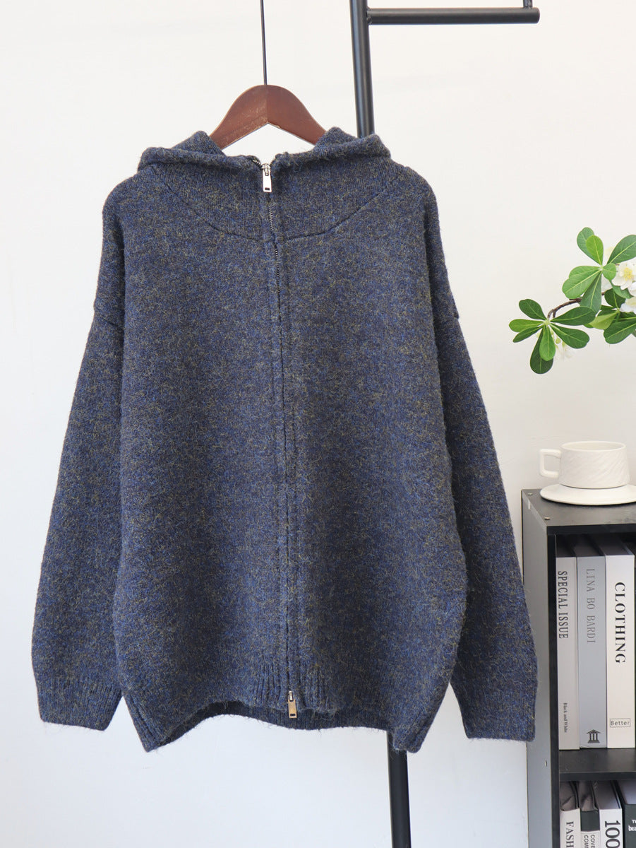 Double zipper hooded sweater