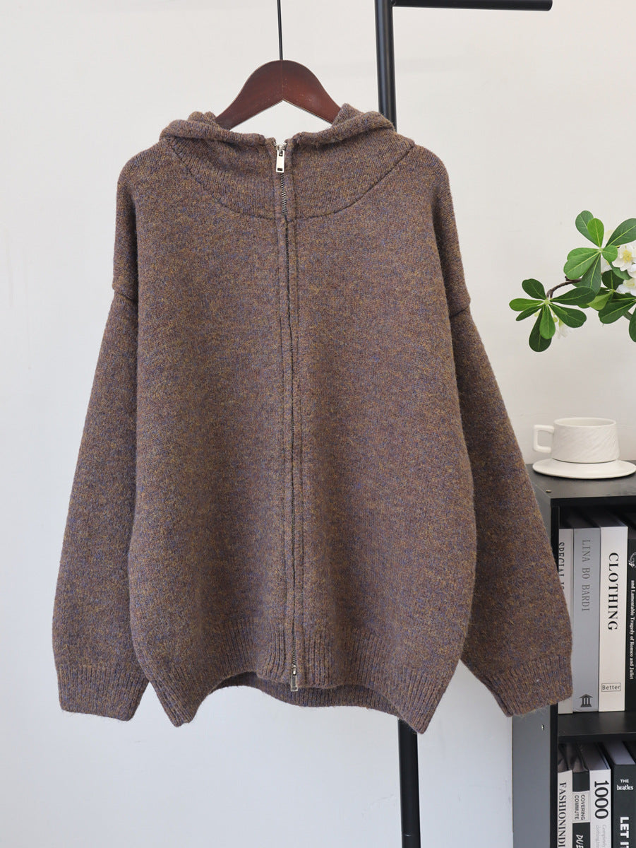 Double zipper hooded sweater
