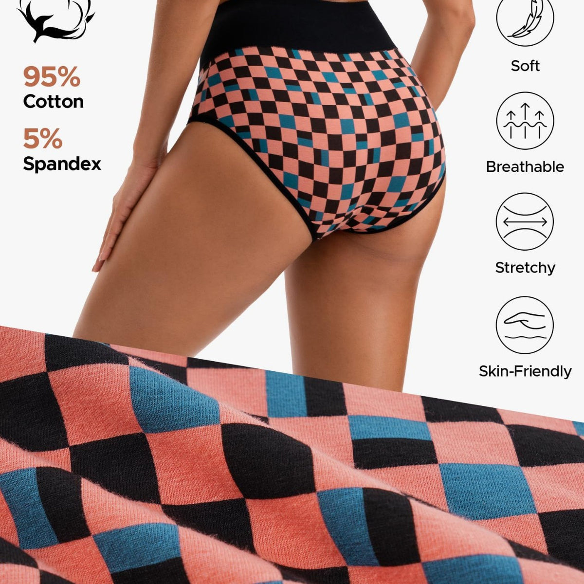 High waisted checkered underwear