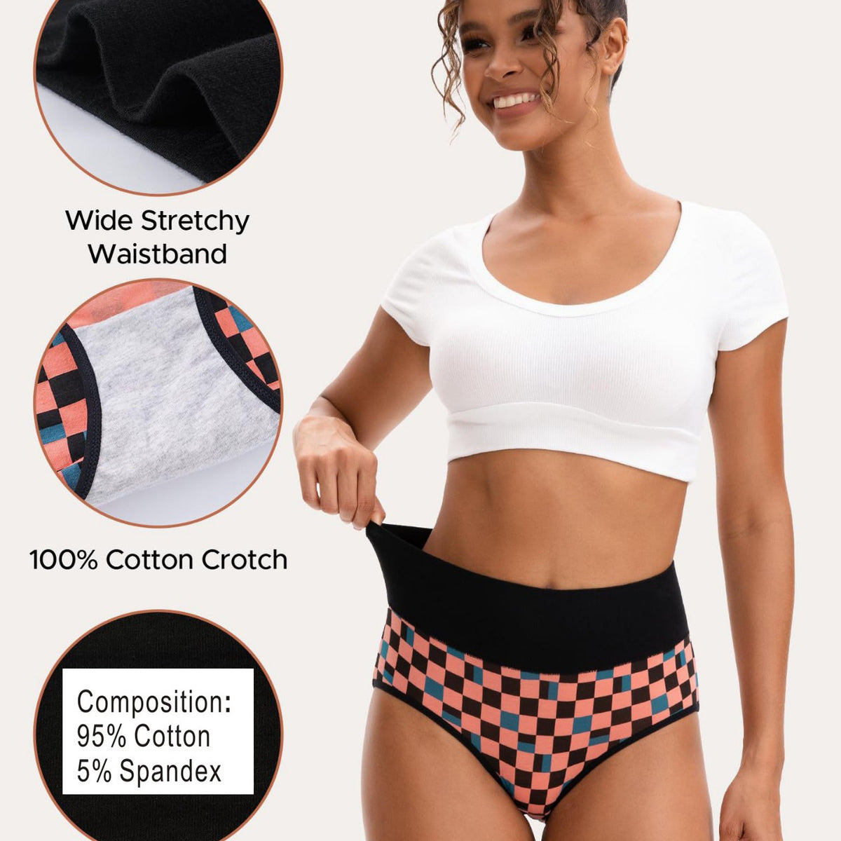High waisted checkered underwear