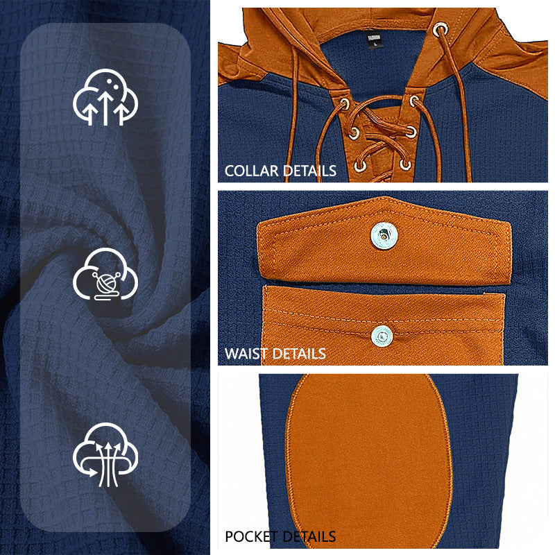 Men's Casual Hooded Sweatshirt with Drawstring Pockets