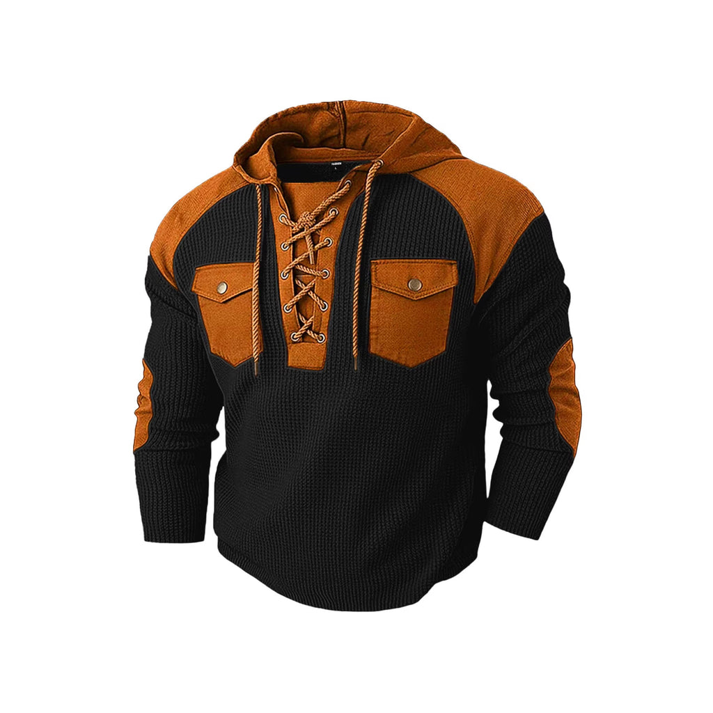 Men's Casual Hooded Sweatshirt with Drawstring Pockets