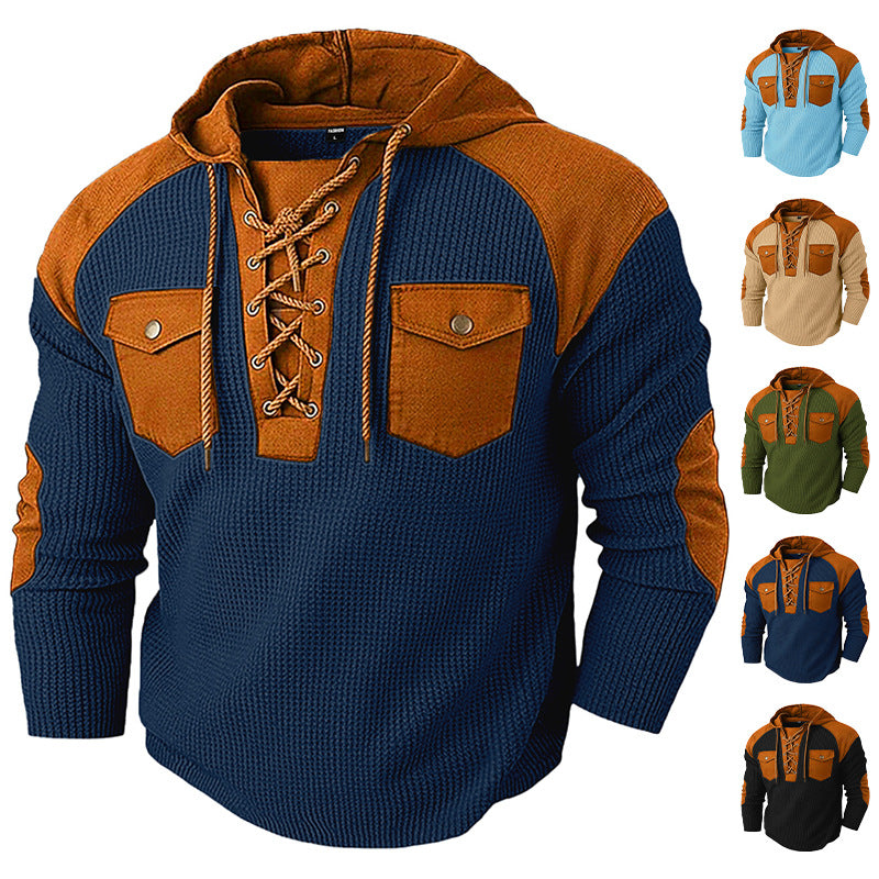 Men's Casual Hooded Sweatshirt with Drawstring Pockets