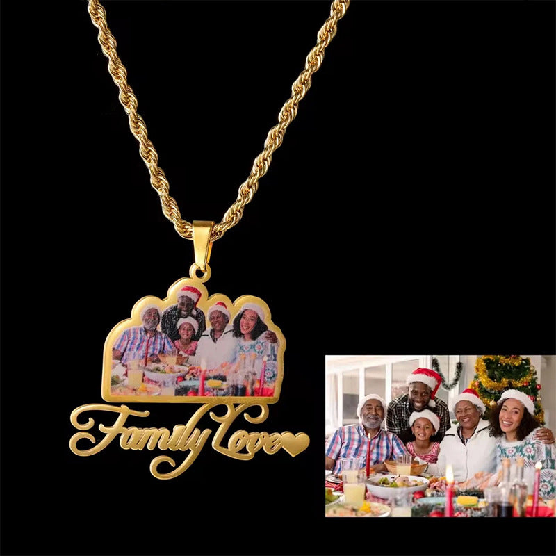 Custom-Made, Ships in 3-5 Days Color UV Photo Stainless Steel English Name Necklace