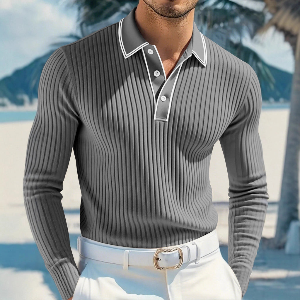 Men's European Fit Long Sleeve Polo Shirt