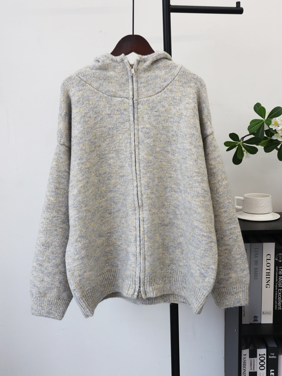 Double zipper hooded sweater